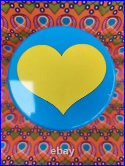 Vintage Retro turquoise yellow hearts Laurids Lonborg Lena Al Eklund tin DENMARK