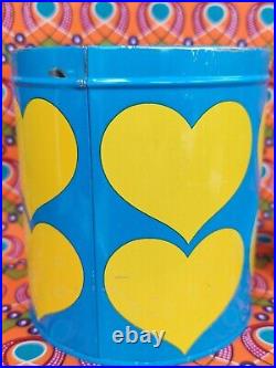 Vintage Retro turquoise yellow hearts Laurids Lonborg Lena Al Eklund tin DENMARK