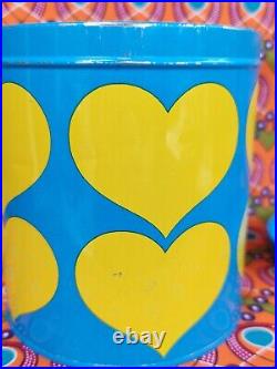 Vintage Retro turquoise yellow hearts Laurids Lonborg Lena Al Eklund tin DENMARK