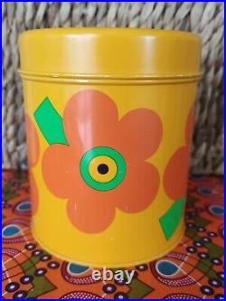 Vintage Retro yellow Laurids Lonborg Lena Al Eklund tin DENMARK flower