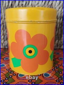 Vintage Retro yellow Laurids Lonborg Lena Al Eklund tin DENMARK flower