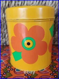 Vintage Retro yellow Laurids Lonborg Lena Al Eklund tin DENMARK flower