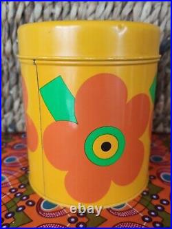 Vintage Retro yellow Laurids Lonborg Lena Al Eklund tin DENMARK flower