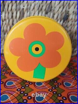 Vintage Retro yellow Laurids Lonborg Lena Al Eklund tin DENMARK flower