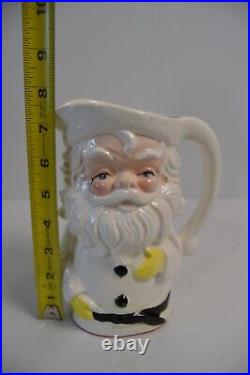 Vintage Santa Claus Pitcher MCM Hand Painted Ceramic Retro Collectible Decor