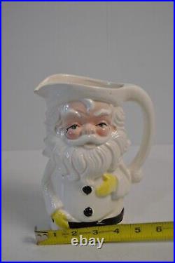 Vintage Santa Claus Pitcher MCM Hand Painted Ceramic Retro Collectible Decor