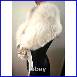 Vintage St. John Collection 100% Real Fox Fur Stole Shrug Satin Tie Size P/S EUC