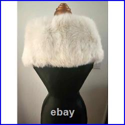 Vintage St. John Collection 100% Real Fox Fur Stole Shrug Satin Tie Size P/S EUC