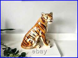 Vintage retro kitsch ceramic tiger figurine or ornament from the 1970s