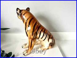 Vintage retro kitsch ceramic tiger figurine or ornament from the 1970s