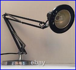 Vtg Articulating Swing Arm Black Desk Table Lamp Eames Mod Retro Mid-century