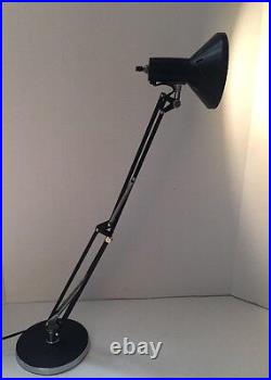 Vtg Articulating Swing Arm Black Desk Table Lamp Eames Mod Retro Mid-century