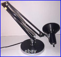 Vtg Articulating Swing Arm Black Desk Table Lamp Eames Mod Retro Mid-century