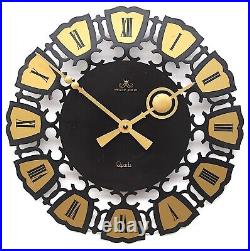 West German 1960s Brutalist Sunburst Vintage Wall Clock Midcentury Retro Kitsch