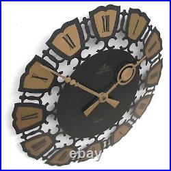 West German 1960s Brutalist Sunburst Vintage Wall Clock Midcentury Retro Kitsch