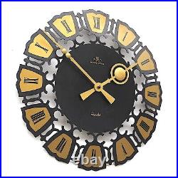 West German 1960s Brutalist Sunburst Vintage Wall Clock Midcentury Retro Kitsch