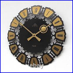 West German 1960s Brutalist Sunburst Vintage Wall Clock Midcentury Retro Kitsch