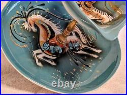 Wonderful MSM Vintage SASCHA BRASTOFF Double Tiered DISH PRANCING HORSES Retro