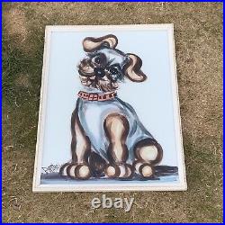 YORKSHIRE TERRIER Picture Beccafichui KITSCH 1960'FRAMED GLASS ART PICTURE